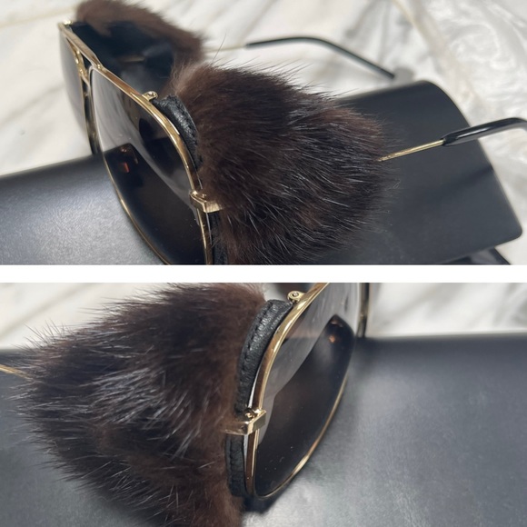 SAINT LAURENT DETACHABLE NATURAL MINK FUR ON SUNGLASSES, SO COOL FOR FUR FANS❣️ - Picture 12 of 16